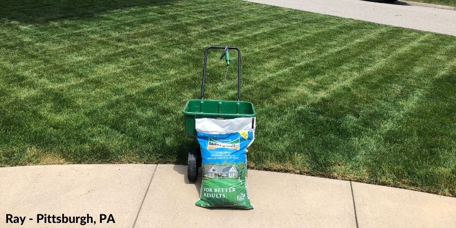 Testimonial Ray - Pittsburgh, PA Milorganite Bag Spreader and green lawn