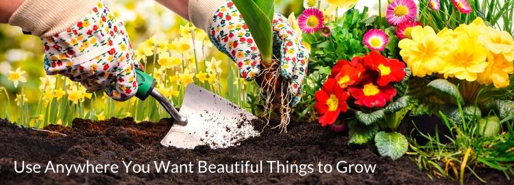 hand planting flowers