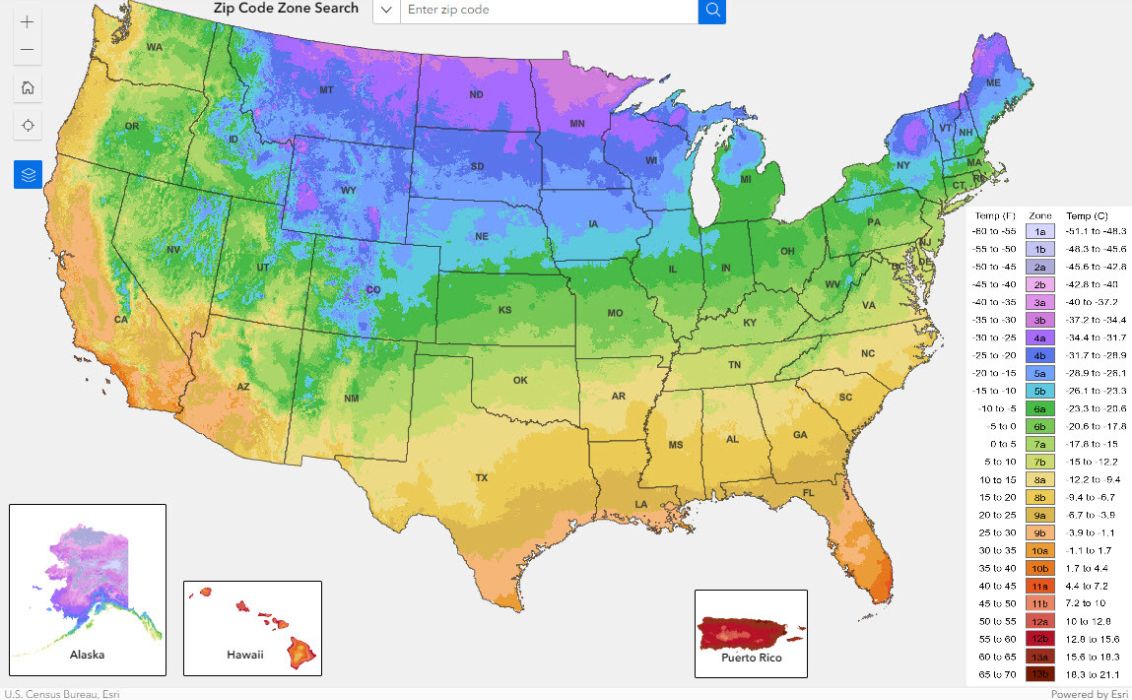 USDA Plant Hardiness Zone Map